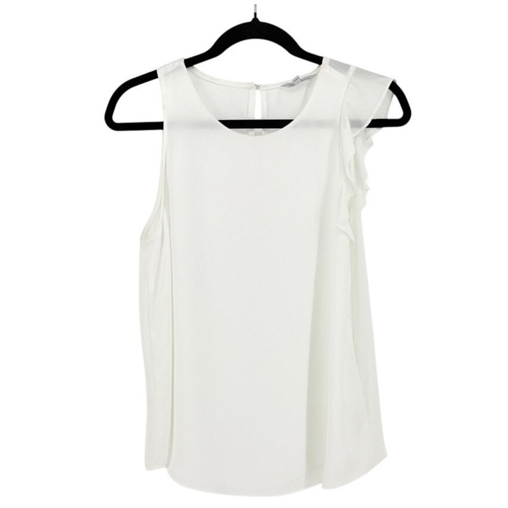 New Naked Zebra Womens White Ruffle Sleeveless Fairy Top M Mesh Ruffles Ethereal